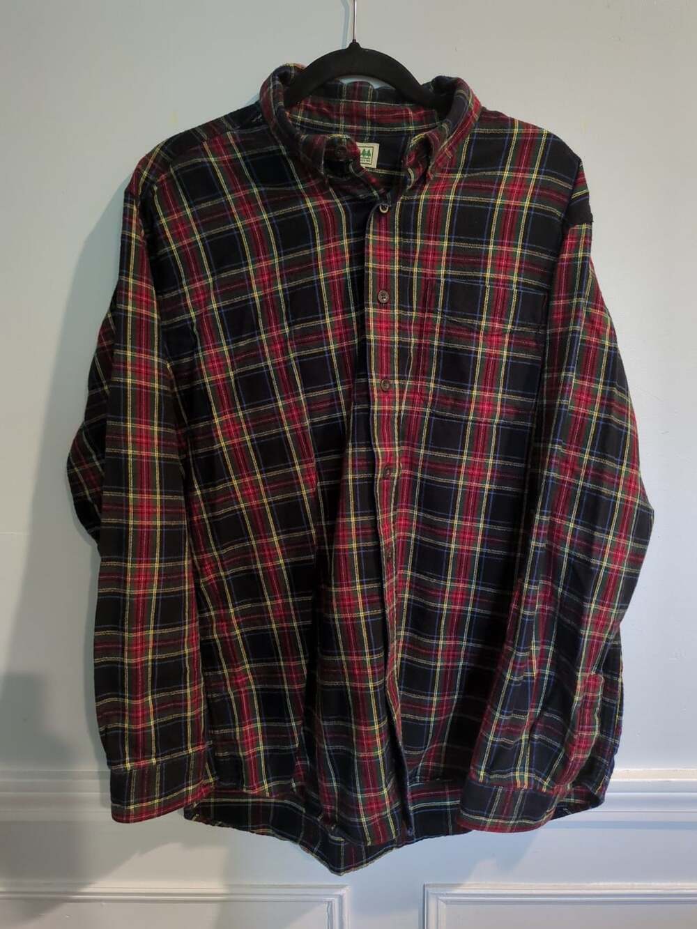 L.L. Bean Plaid Flannel Shirt Size L-Reg Multi Color Long Sleeve